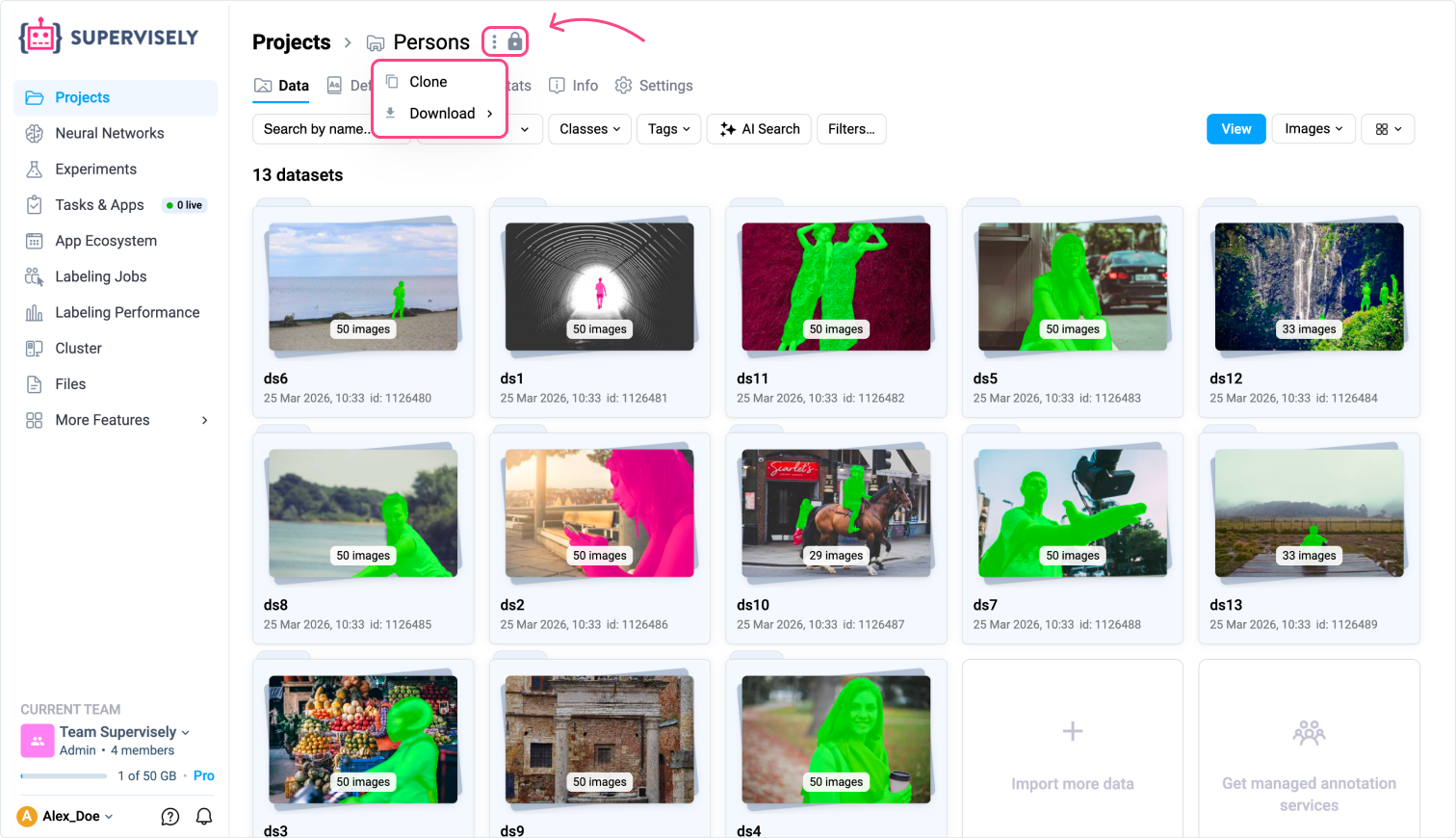 Read-only project page
