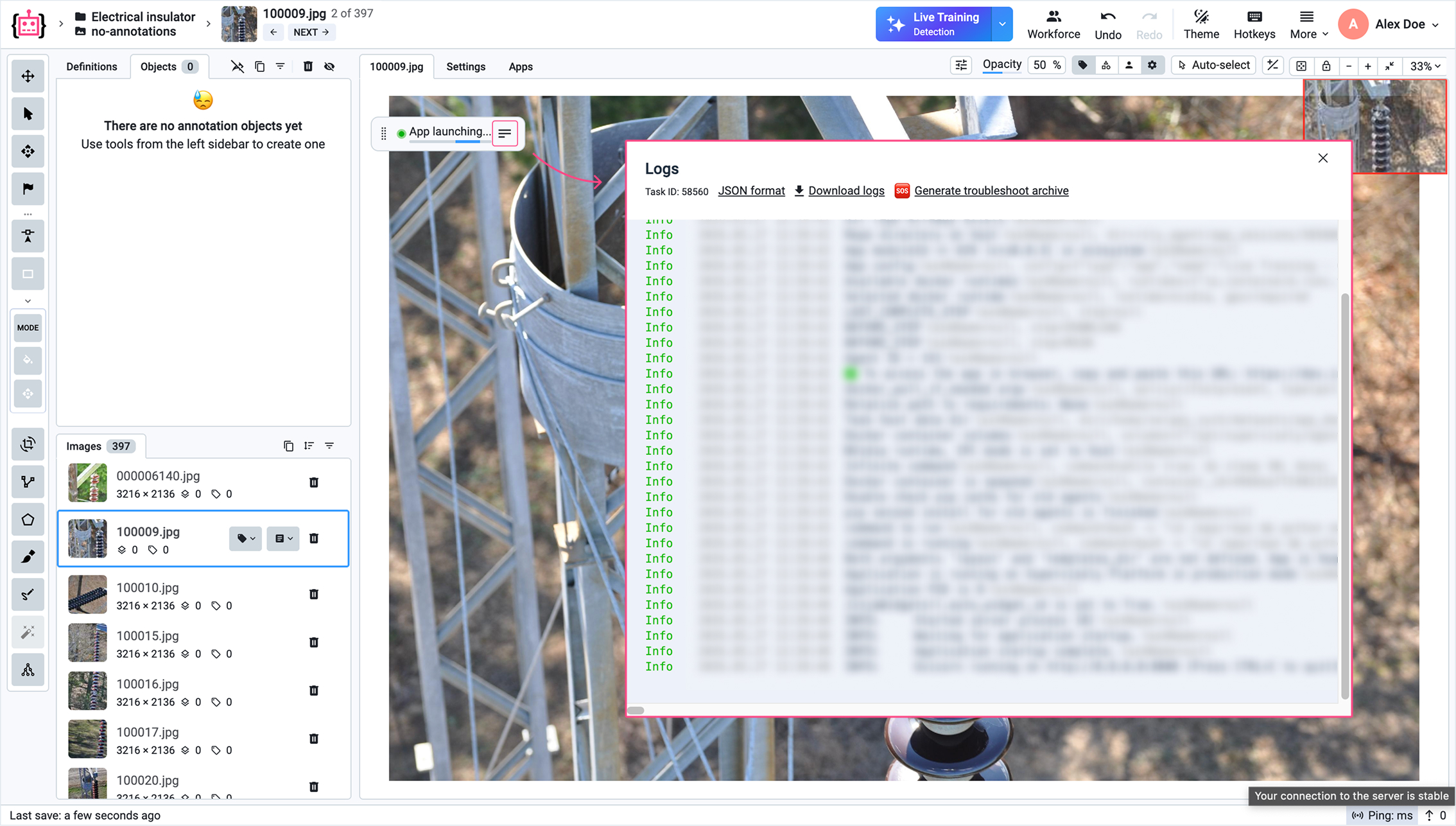 Live Training app startup progress
