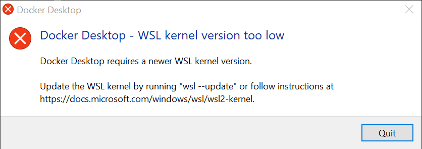 Docker Desktop WSL Kernel version too low