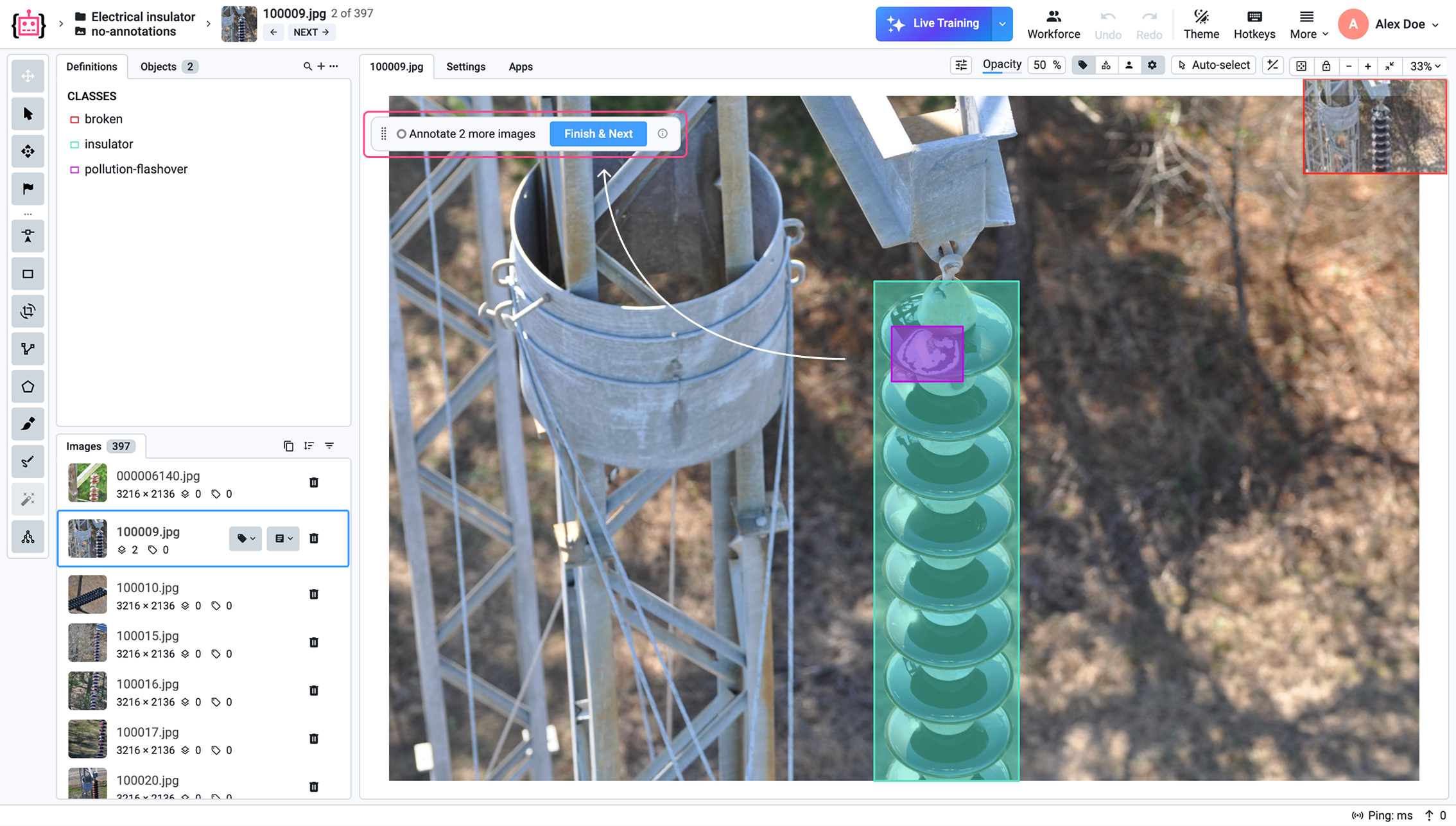 Annotate initial samples manually to start training